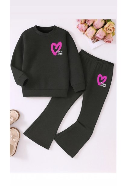 Girl's Bottom Top Set Long Sleeve Winter Bluz and Spanish Pants Creche Kindergarten Primary School