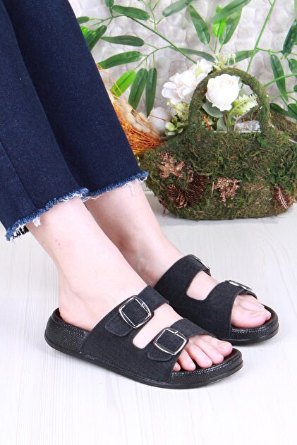 Summer Women's Orthopedic Slippers – Glitter Detailed, Double Buckle, Soft Sole Home and Street Slippers