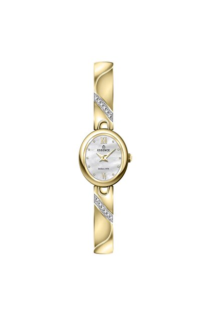 D1240.120 Minimal Stone Design Pearlescent Oval Dial Metal Cord Metal Case 3 Atm Water Resistant