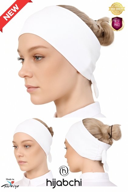 Luxury Bandana Bonnet Tie-Up Viscose Hijab Inner Bonnet - White