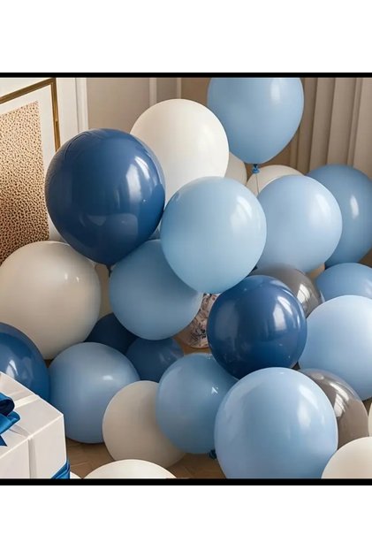 Deep Ocean Blue Off White Balloon Set of 25