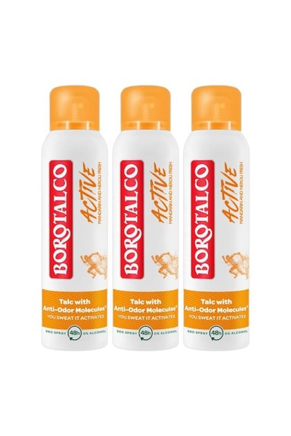 Pachet 3 x Deodorant Spray Borotalco , Active Parfum de Mandarine , 150 ml