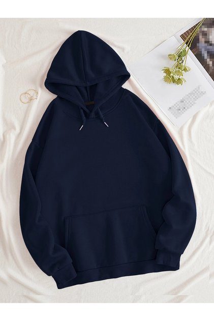 Navy Blue Women's Navy Blue Hooded Hoodie