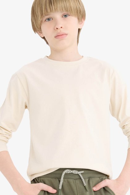 Bej Erkek Çocuk Uzun Kollu T-shirt K1686A6/BG734