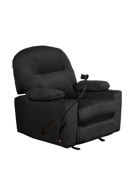Puffy Velvet Recliner Lounge Chair with Cup & Phone Holder Rocking&Swivel, 100x84x101 cm - Panda