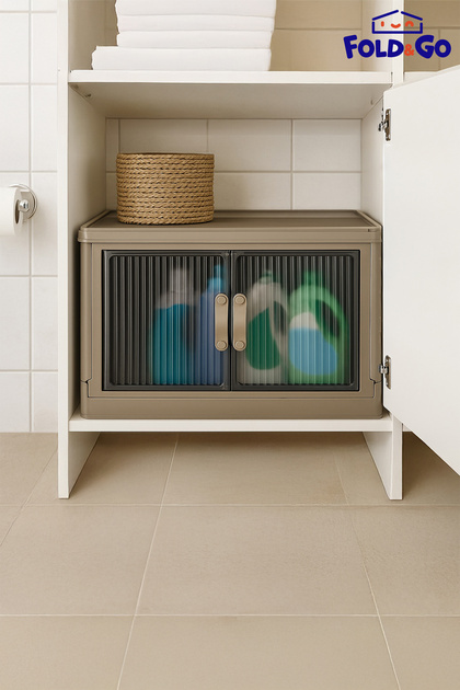 Fold&Go 55lt Portatif Organizer Dolap ”Toprak” Çok Amaçlı Manyetik