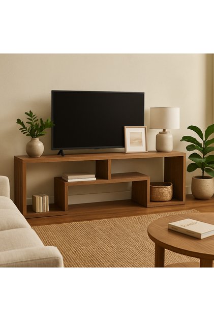 Brown wood TV stand