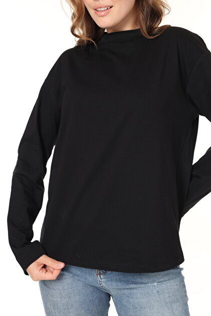 Stand Collar 100% Cotton Long Sleeve Combed Cotton Turtleneck Relaxed Fit Regular Fit T-Shirt T-Shirt
