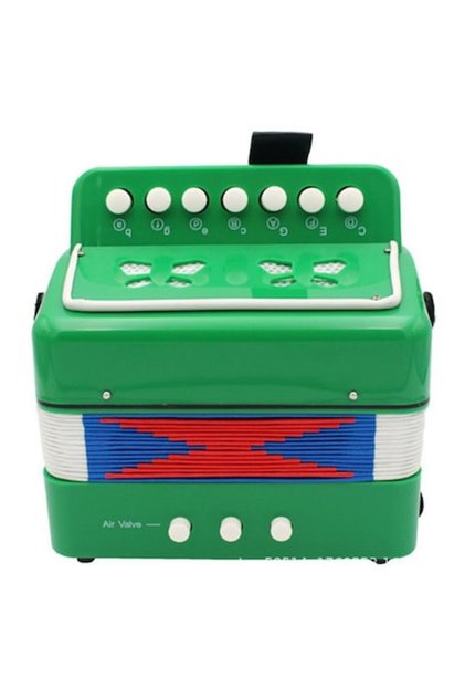Acordeon pentru copii, 7 clape, 3 ani+, verde, set de instrumente muzicale de jucărie