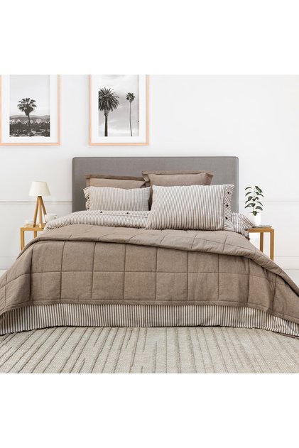 Home Loria Bedspread Duvet Cover Set 7 Pieces-Beige