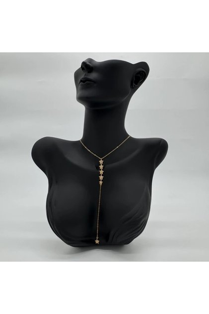 Steel Gold Stone Star Model Y Necklace - Gold