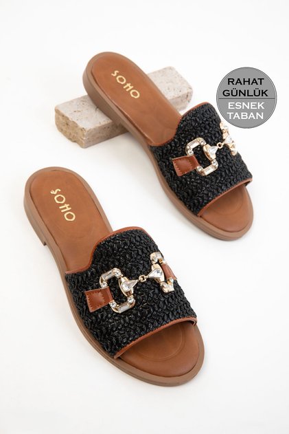 Black Women's Slippers 20753