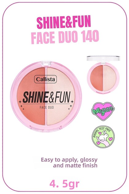 Shine & Fun Face Duo Powder Blush and Illuminator Palette - 140 Good Company