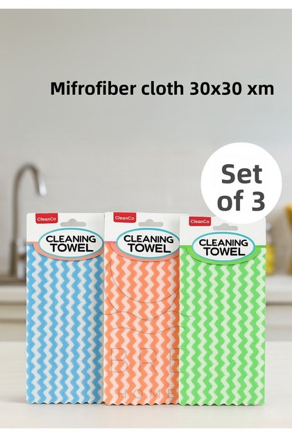 Set of 3 Colorful Cleaning Cloths – Microfiber Cleaning Towel – for Kitchen and General Cleaning