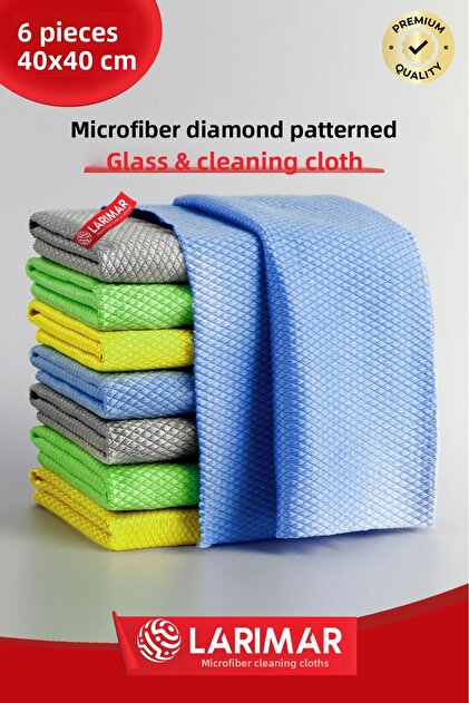 6 Pieces Microfiber Diamond Patterned Glass and Cleaning Cloth
