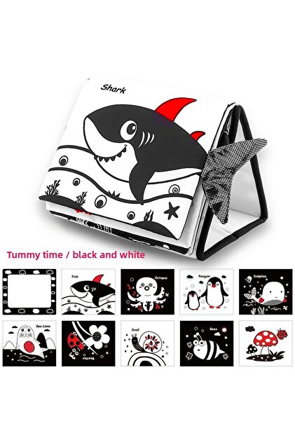 كتاب أنشطة من القماش الناعم من Tummy Time - أبيض وأسود