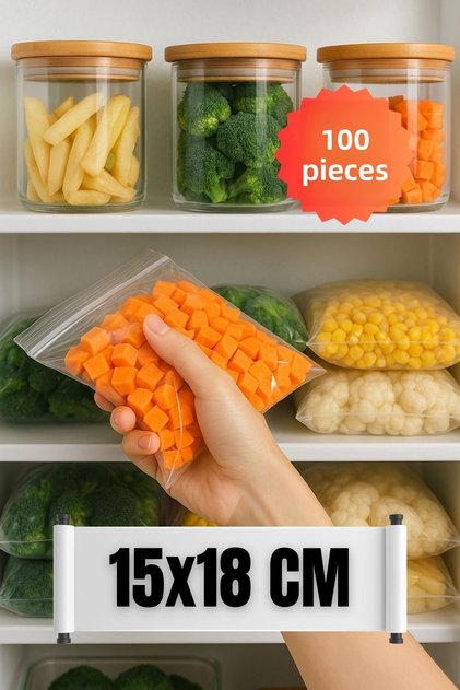 Zipper-Seal Refrigerator Bags, 15x18 cm, 100-Pack, Clear Food Storage Bags