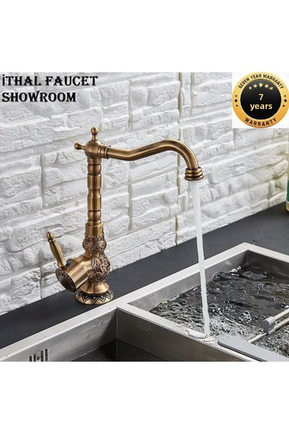 Kitchen Sink and Bathroom Washbasin Faucet, Antique Patterned , 7-Year Warranty, Imported.