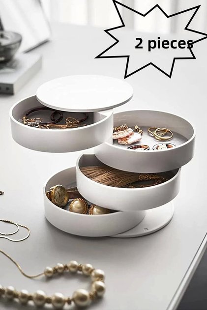 2 Pieces 4 Tiers Rotating Jewelry Organizer Jewelry Box Organizer