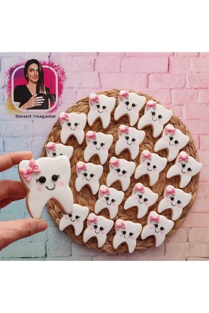 Baby Girl Tooth Boutique Cookies - 20 Pieces