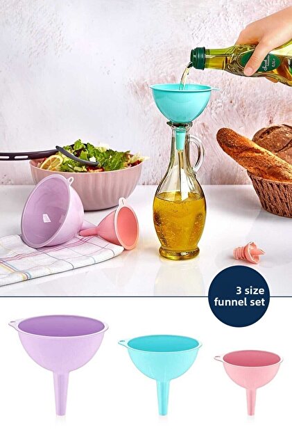 Practical Serving 3 Size Funnel Set Olive Oil Funnel Liquid (oil, milk, water, etc.) Transfer Funnel