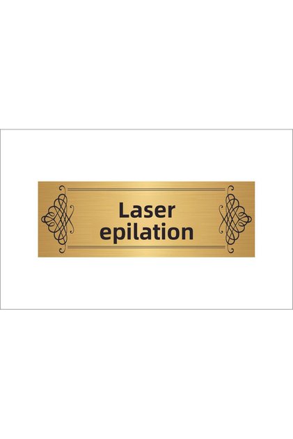 Laser Hair Removal Written Gold Color Metal Label