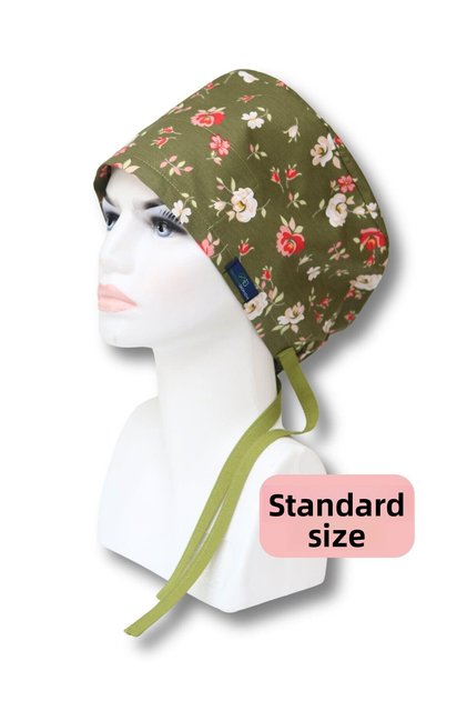 Standard Size Oil Green Rose Pattern Surgical Bonnet Doctor Nurse Healthcare Hospital Bonnet