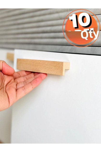 Cabinet Handles, 10 Pieces - 160 Mm (16 CM) - Natural Wooden Handles, Drawer Handles, Kitchen Cabinet Handles