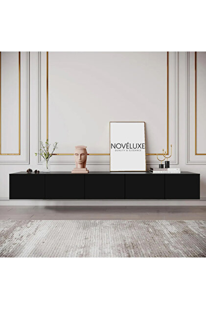 Noveluxe Pure Black 200 CM Siyah TV Ünitesi / Sehpası - MDF
