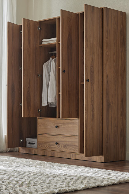 Enza Home Kalinsta 4 Kapaklı Gardırop - Ceviz - Fiyatı, Yorumları
