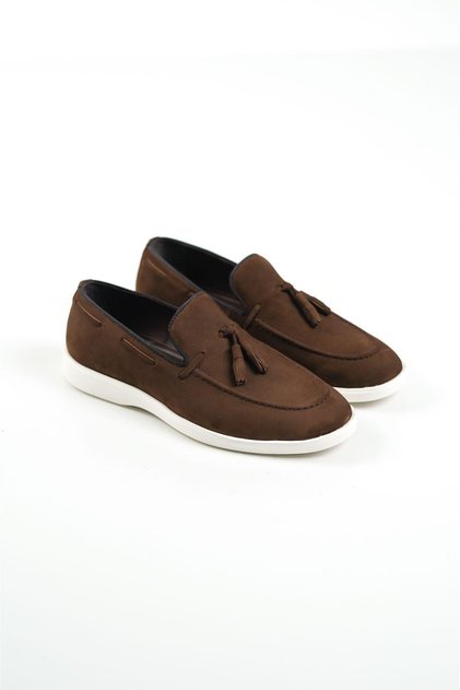 Genuine Leather 22107-K Nubuck Brown Thin Sole Tasseled Men's Loafer & Casual Shoes