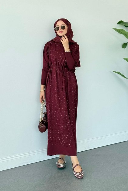 Batum Stone Mercerized Dress Burgundy