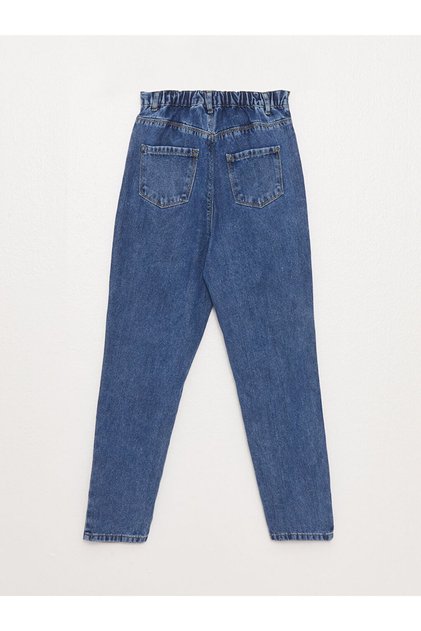 Elastic Waist Ripped Detailed Girl's Jean Trousers
