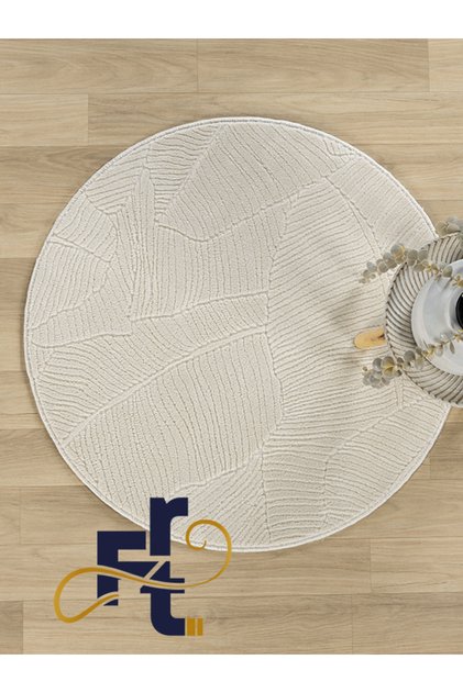 Merinos Yuvarlak Garden Rölyef Kaymaz Taban Kesme Halı Yolluk
