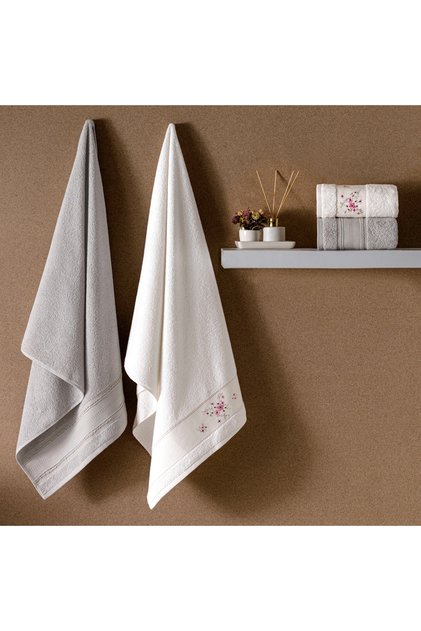 Vega Pure Cotton Pamuk Hamam Seti Krem Vizon