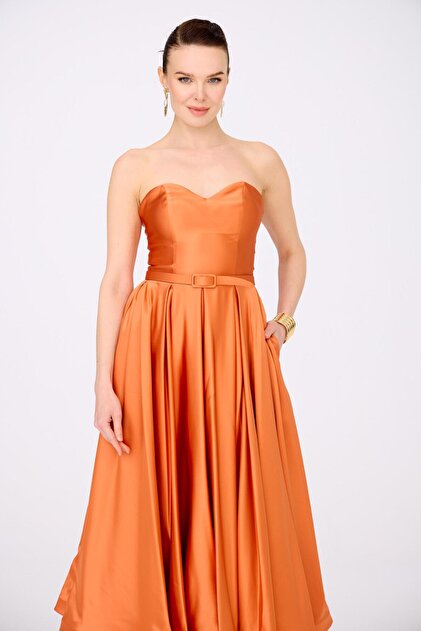 open lace back dress Orange Sheath Prom Dress,Orange Wedding Guest Outfit Y5170 – Simplepromdress main image 0