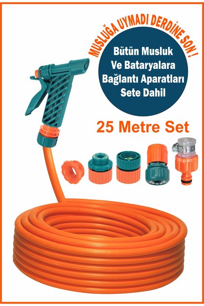 25 METRE TÜM ÇEŞME VE BATARYALARA BAĞLANAN SET. BALKON VE ARAÇ YIKAMA SETİ