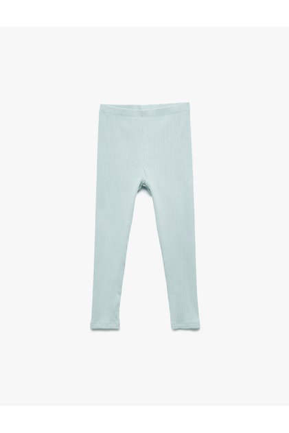 Cotton Ribbed Basic Long Leggings with Elastic Waist
