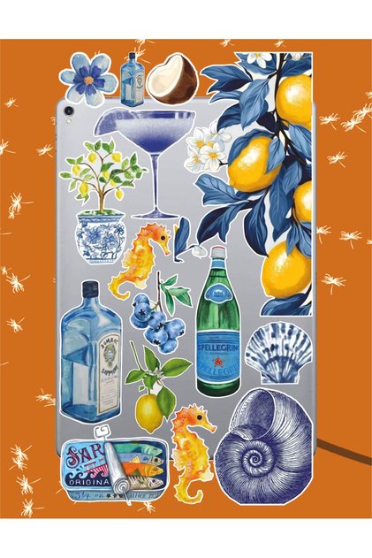 Vintage Retro Blue Dream Sticker Set | Laptop Agenda Notebook Tablet Phone Notebook Sticker Bullet