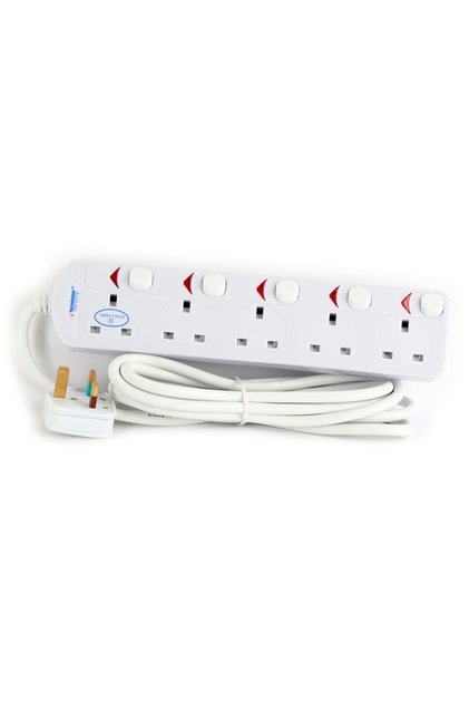 5-Outlet Safety Extension Socket Cord Overload Surge Protector (5m)