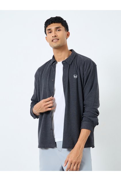 Buttoned Relaxed Fit Long Sleeve Knitted Shirt