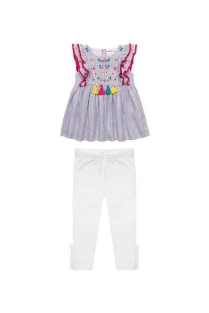 - Top and Legging Set - Blue/White