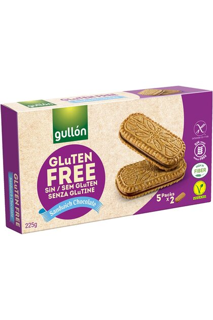 Μπισκότα με κρέμα κακάο χωρίς γλουτένη, Gullon, 5x45g