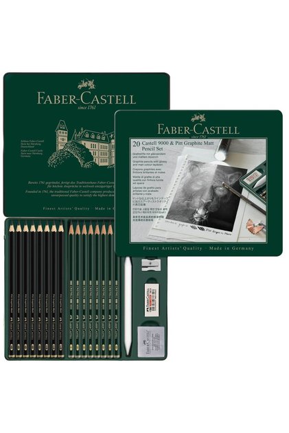 Set de 20 de creioane grafice mate + Castell 9000 Faber-Castell