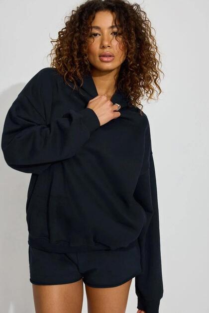 Navy Blue Hooded Women's Sweatshirt Sh264