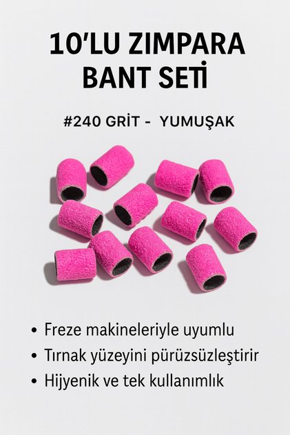RULIA #240 Grit Zımpara Bant 10’lu Set – Freze Uyumlu, Uzun Ömürlü ve Kolay Kullanım
