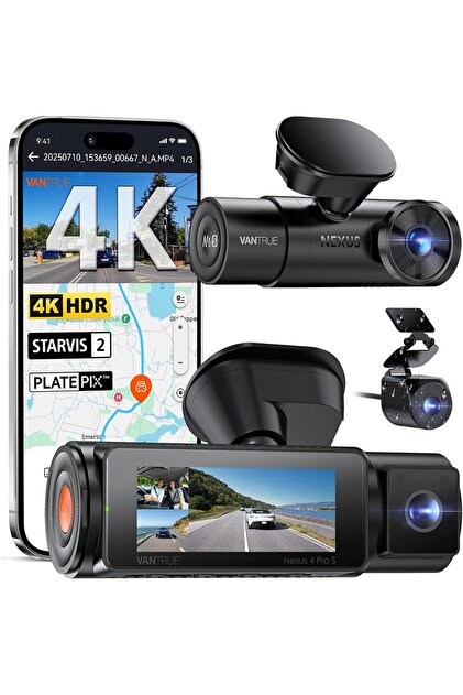 [新品]VANTRUE N4 Pro S 3カメラ ドライブレコーダー VANTRUE N4 Pro S 3 Kanallı Araç Kamerası, HDR, 5G WiFi, IP67 Su