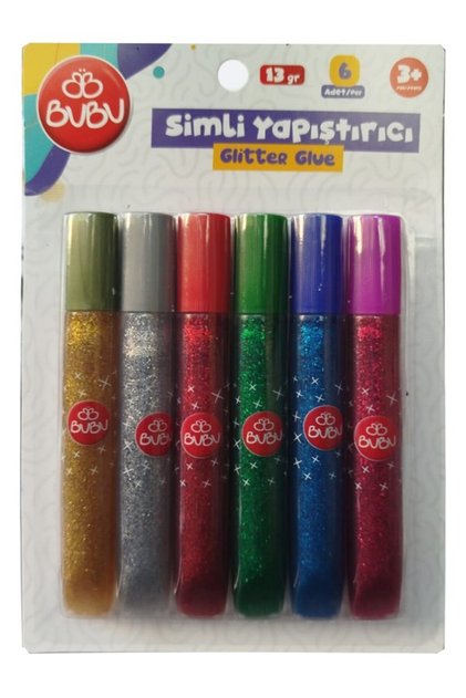 Simli Yapıştırıcı 6 Renk 1 Paket Simli Uhu 6 lı Anasınıfı Kreş Süsleme Etkinlik Yıkanabilir Zararsız