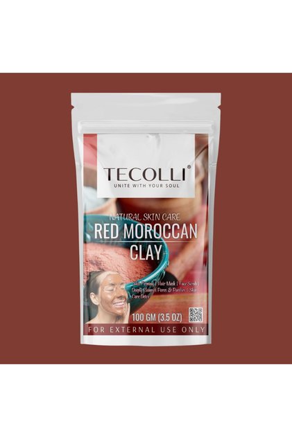 Moroccan Red Clay Powder 100% Pure Face Mask Hair & Body Care Deep Pore Cleanser 100g
