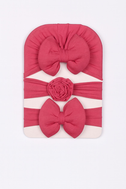 0-18 Months Baby Girl Set of 3 – Bow Bonnet, Bow Hairband, Rose Hairband
